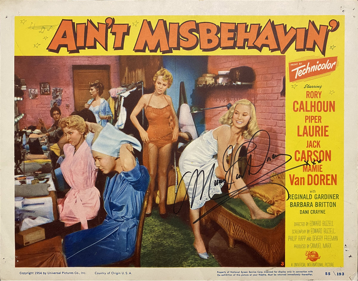 Lobby Card, signed by Mamie Van Doren