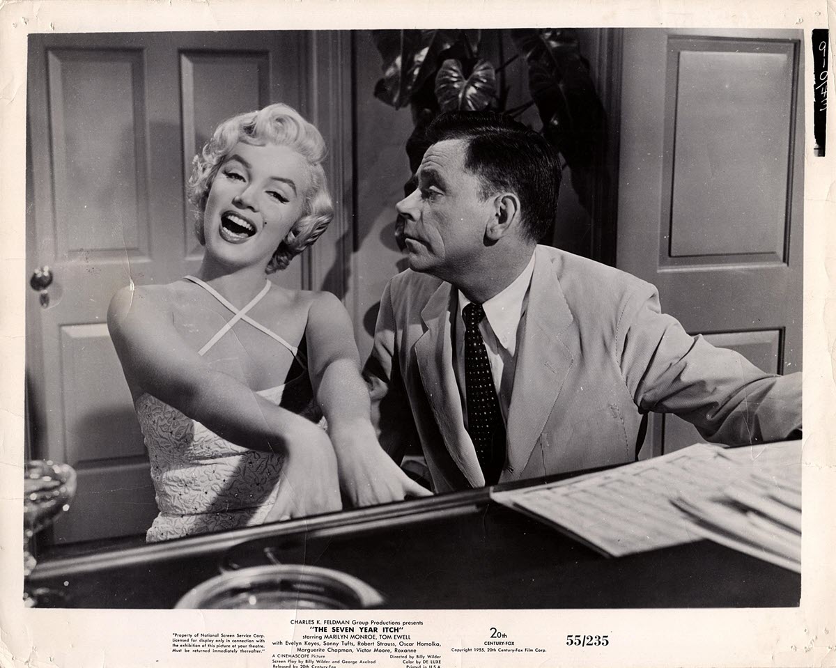 Movie still with Monroe and Tom Ewell, from “The Seven Year Itch”, released by 20th Century Fox in 1955.