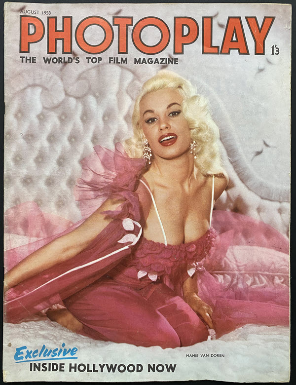 Van Doren on the cover of the British magazine Photoplay, Aug 1958